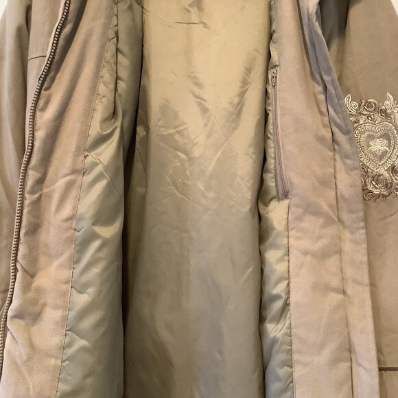 Vintage SM2 Tan Coat With Embroidery Sleeves And Bottom Lined Sz Large Y2K 90s - Picture 5 of 15